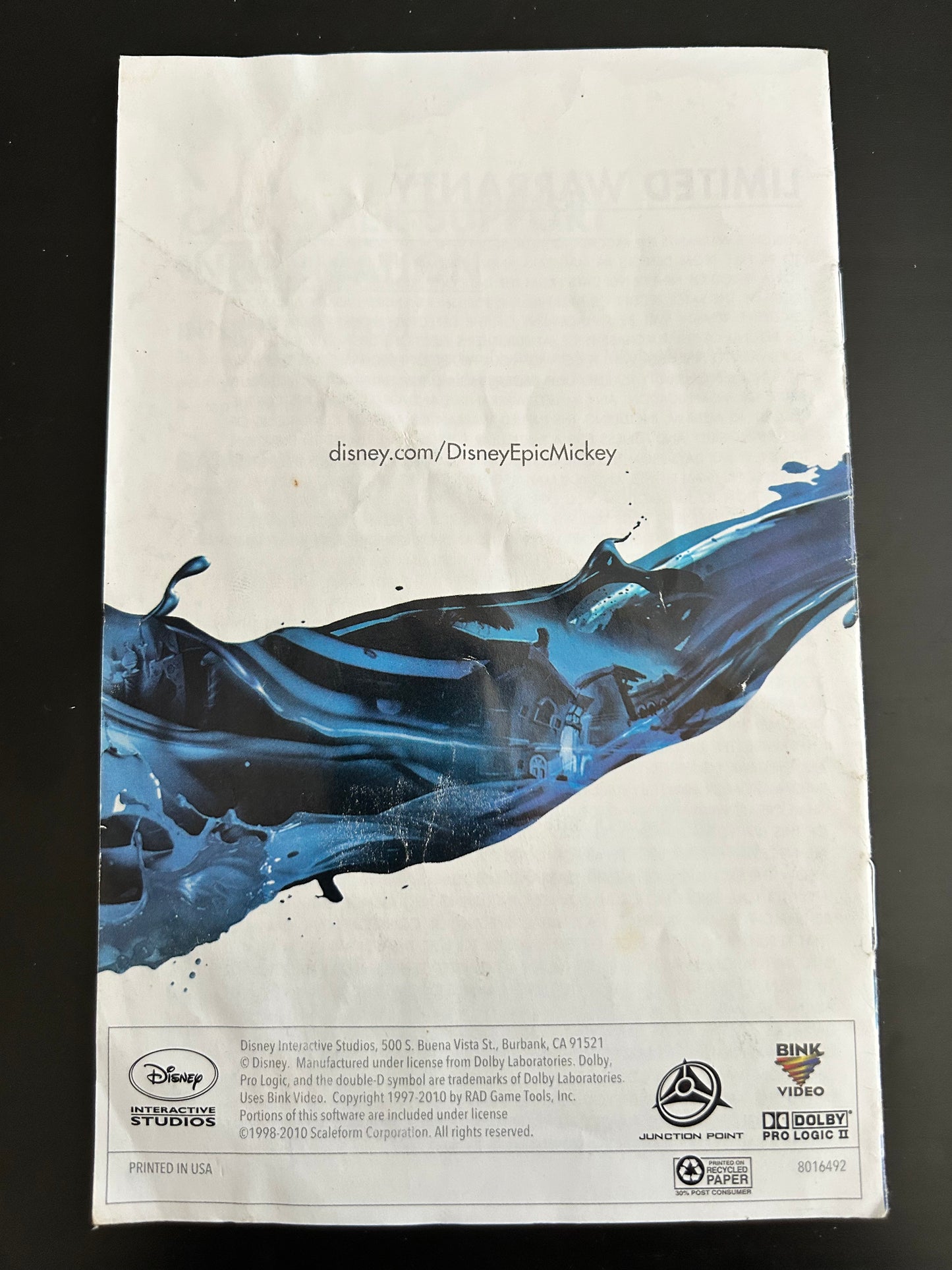 Epic Mickey for Nintendo Wii Manual Only Cover Art - WOI Solutions