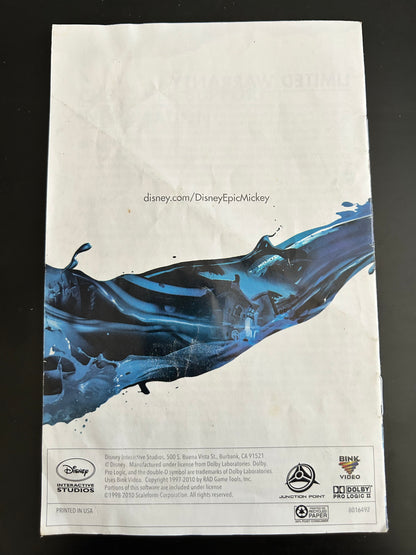 Epic Mickey for Nintendo Wii Manual Only Cover Art - WOI Solutions