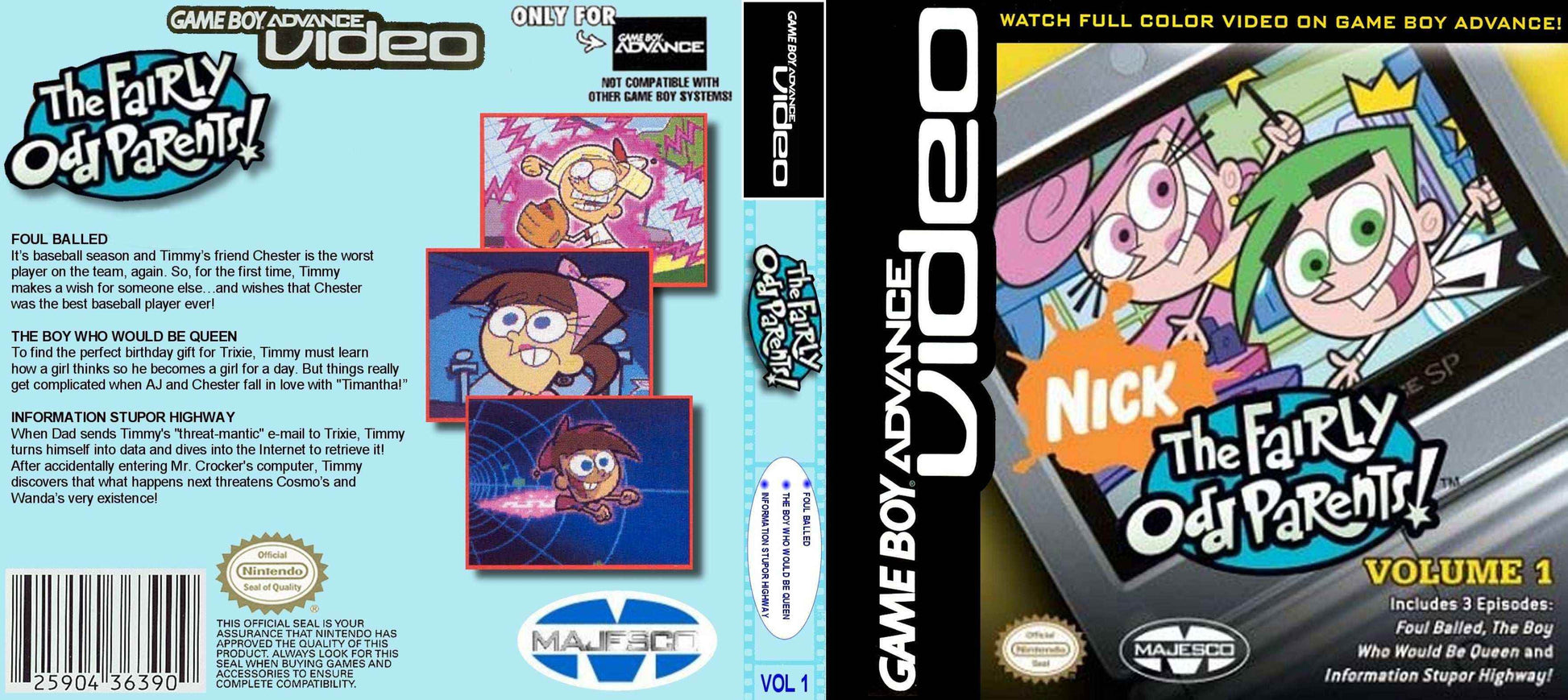 GBA Video Fairly Odd Parents Volume 1 Cover Art - WOI Solutions
