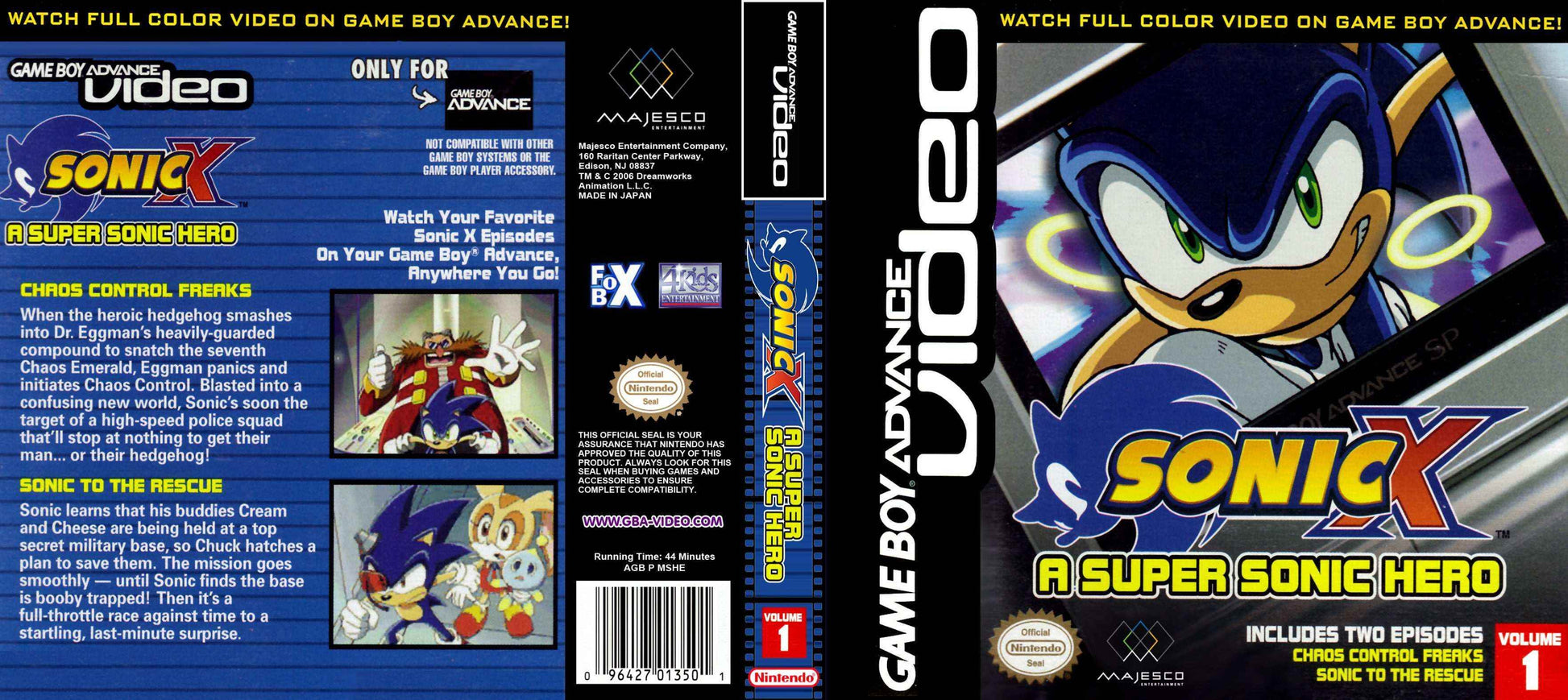 GBA Video Sonic X Volume 1 Cover Art - WOI Solutions