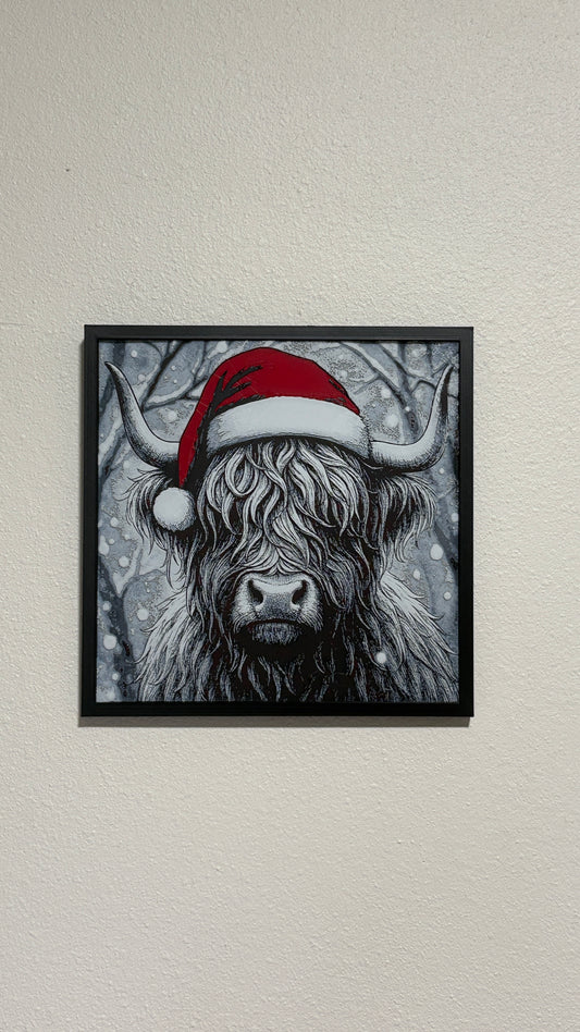 Santa Highland Cow — HueForge Layered Art Print
