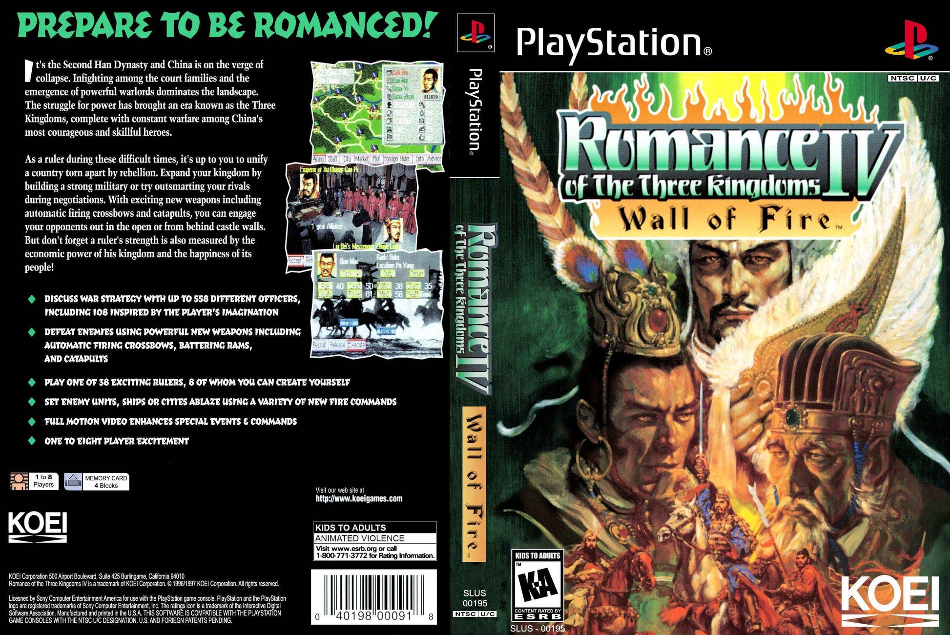 Romance of the Three Kingdoms IV Wall of Fire Cover Art - WOI Solutions