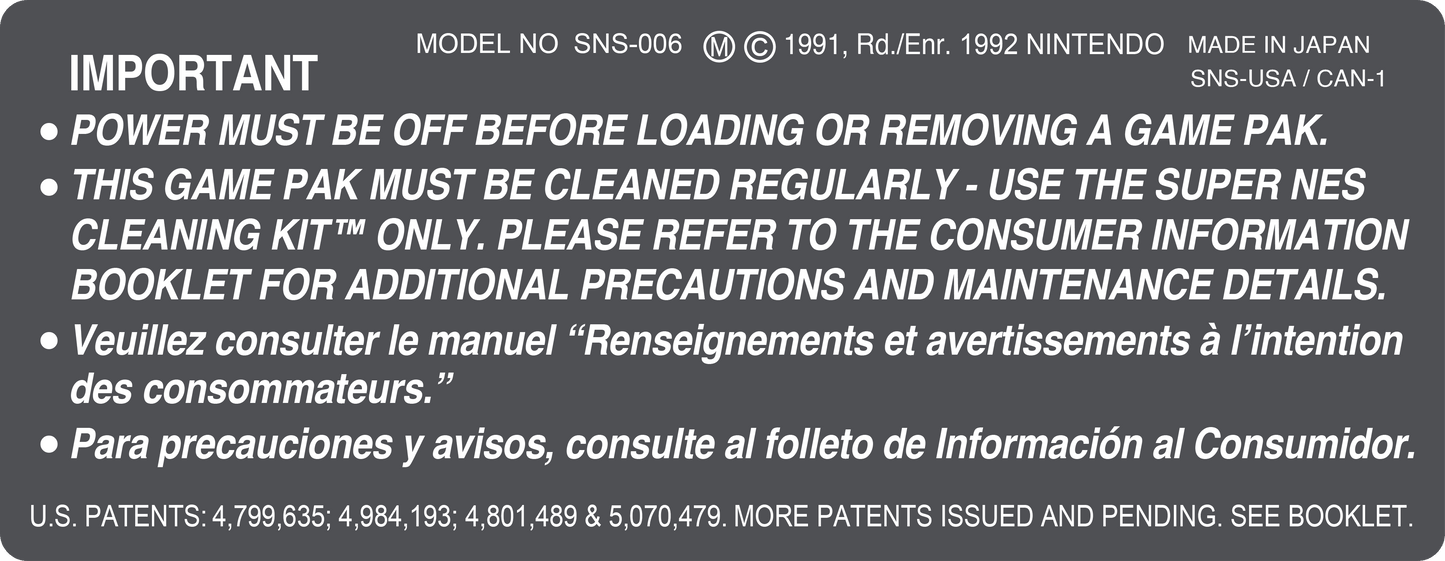 SNES Label (Back) Cover Art - WOI Solutions