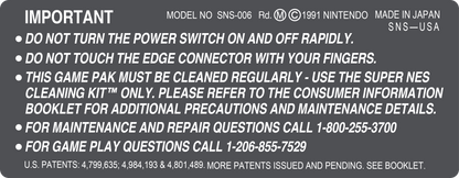 SNES Label (Back) Cover Art - WOI Solutions