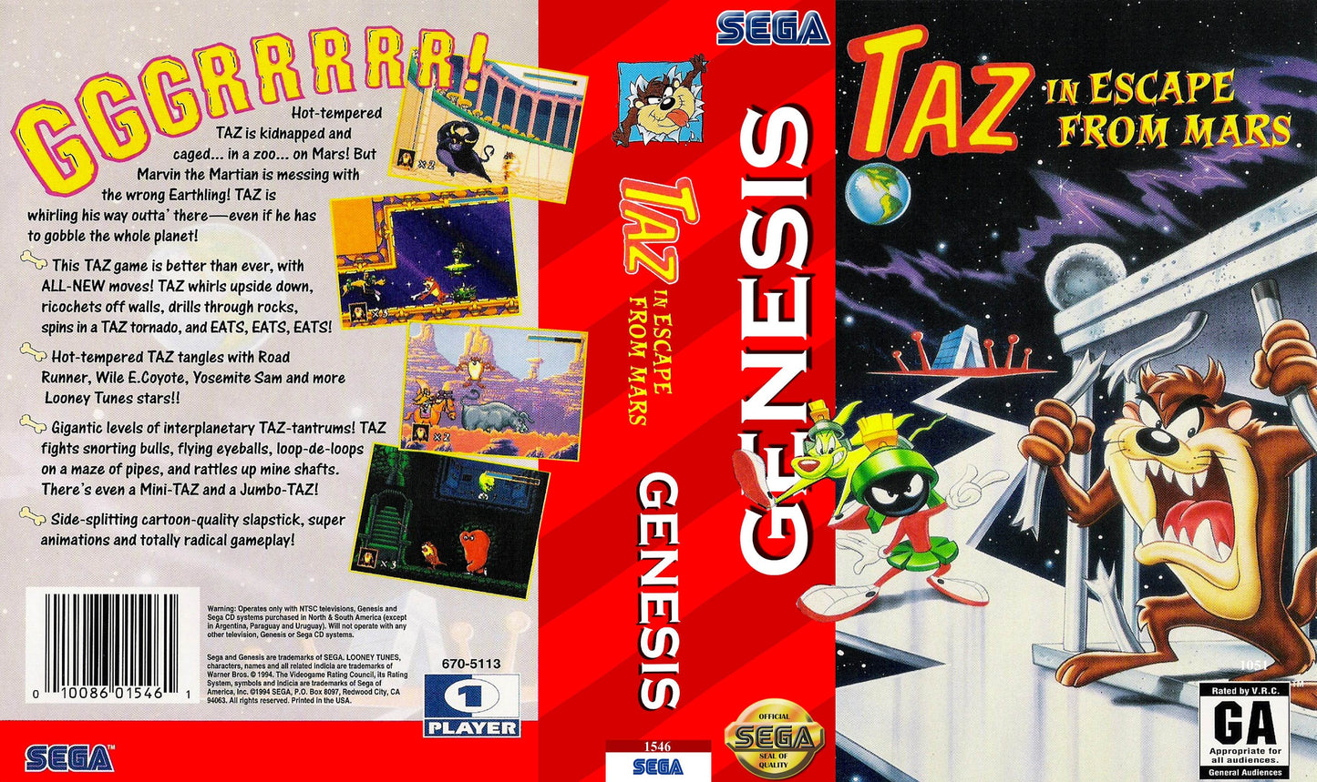 Taz in Escape from Mars Cover Art - WOI Solutions