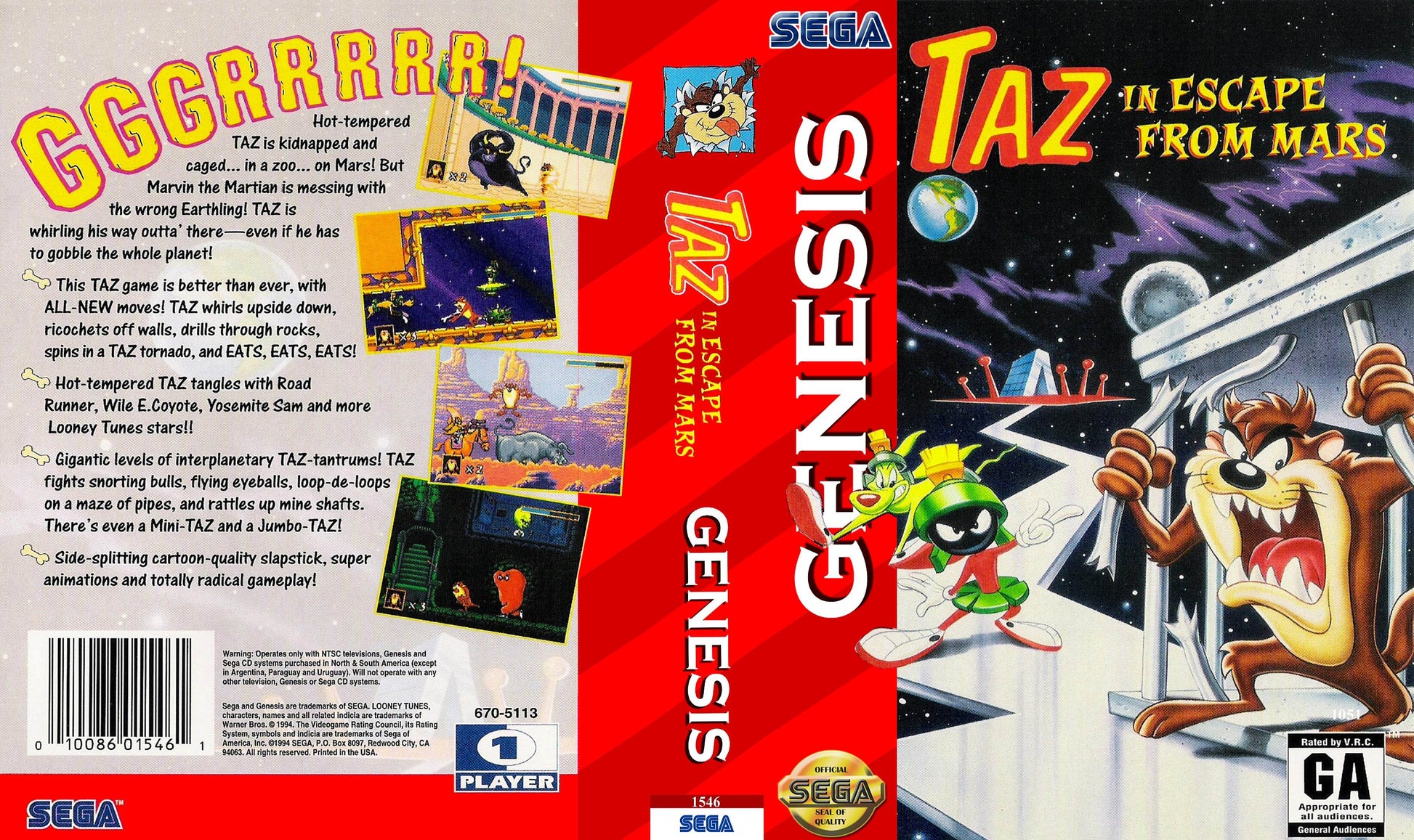 Taz in Escape from Mars Cover Art - WOI Solutions